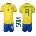 Billige Brasilien Richarlison #9 Børnetøj Hjemmebanetrøje til baby VM 2022 Kortærmet (+ korte bukser)